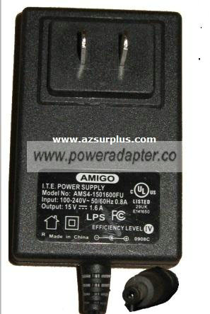 AMIGO AMS4-1501600FU AC ADAPTER 15VDC 1.6A -( ) 1.7x4.7mm 100-24 AMIGO AMS4-1501600FU AC ADAPTER 15VDC 1.6A -( ) 1.7x4.7mm 100-24