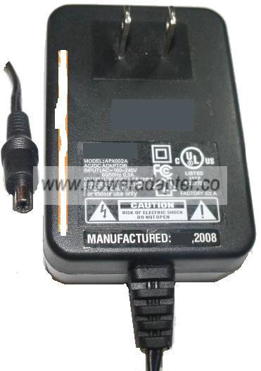 APX002A AC ADAPTER 9V DC 1.5A NEW 2x4x9mm 90 DEGREE RIGHT ANGLE APX002A AC ADAPTER 9V DC 1.5A NEW 2x4x9mm 90 DEGREE RIGHT ANGLE