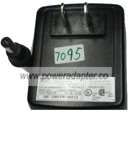 ASTEC DA7-3101A AC ADAPTER 5-8VDC 1.5A Used 2.5 x 5.4 x 11 mm St ASTEC DA7-3101A AC ADAPTER 5-8VDC 1.5A Used 2.5 x 5.4 x 11 mm St