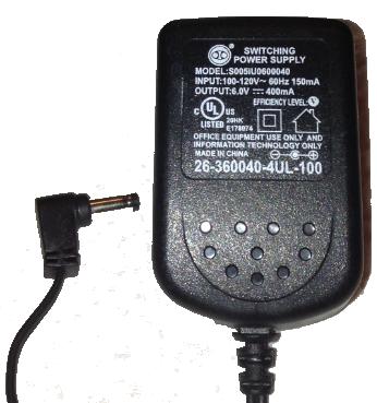 AT T SIL S005IU060040 AC ADAPTER 6VDC 400mA -( )- 1.7x4mm Used AT T SIL S005IU060040 AC ADAPTER 6VDC 400mA -( )- 1.7x4mm Used