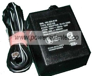 BML 163 020 R1B TYPE 4222-US AC ADAPTER 12VDC 600mA POWER SUPPLY BML 163 020 R1B TYPE 4222-US AC ADAPTER 12VDC 600mA POWER SUPPLY