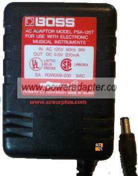 BOSS PSA-120T AC ADAPTER 9.6VDC 200MA POWER SUPPLY BOSS PSA-120T AC ADAPTER 9.6VDC 200MA POWER SUPPLY