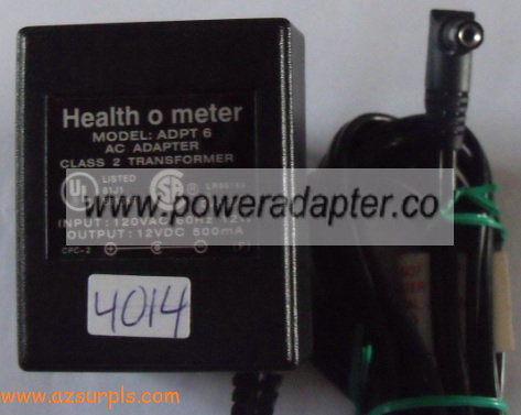 HEALTH O METER ADPT 6 AC ADAPTER 12V DC 500mA CLASS 2 TRANSFORME HEALTH O METER ADPT 6 AC ADAPTER 12V DC 500mA CLASS 2 TRANSFORME