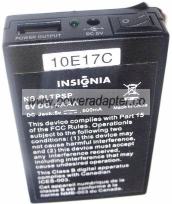 INSIGNIA NS-PLTPSP BATTERY BOX CHARGER 6VDC 4AAA DC JACK 5V 500m INSIGNIA NS-PLTPSP BATTERY BOX CHARGER 6VDC 4AAA DC JACK 5V 500m