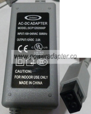 INTEC SCP1202000P AC ADAPTER 12VDC 2A NEW 2 HOLE CONNECTOR INTEC SCP1202000P AC ADAPTER 12VDC 2A NEW 2 HOLE CONNECTOR