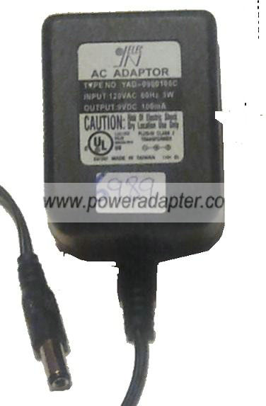 JN YAD-0900100C AC ADAPTER 9VDC 100mA - ---C--- Used 2 x 5.5 x JN YAD-0900100C AC ADAPTER 9VDC 100mA - ---C--- Used 2 x 5.5 x