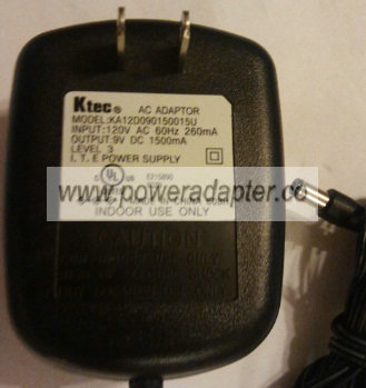 KTEC KA12D090150015U AC ADAPTER 9VDC 1500mA -( )- 2x5.5mm POWER KTEC KA12D090150015U AC ADAPTER 9VDC 1500mA -( )- 2x5.5mm POWER