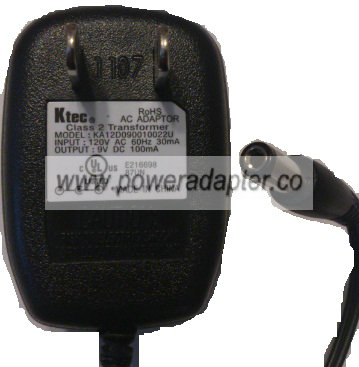 KTEC KA12D090010022U AC ADAPTER 9VDC 100mA NEW -( )- 2x5.5x11m KTEC KA12D090010022U AC ADAPTER 9VDC 100mA NEW -( )- 2x5.5x11m