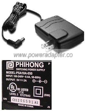 PHIHONG PSA10A-050 AC ADPTER 5V DC 2A POWER SUPPLY PHIHONG PSA10A-050 AC ADPTER 5V DC 2A POWER SUPPLY