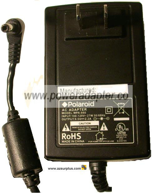 POLAROID MPA-660 AC ADAPTER 9.5VDC 2.2A 27W Switching POWER SUPP POLAROID MPA-660 AC ADAPTER 9.5VDC 2.2A 27W Switching POWER SUPP