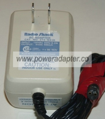 RADIO SHACK 273-1651D U AC ADAPTER 9VDC 500MA NEW UNIVERSAL RADIO SHACK 273-1651D U AC ADAPTER 9VDC 500MA NEW UNIVERSAL