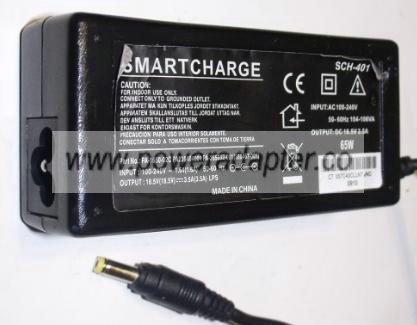 SMARTCHARGER SCH-401 AC ADAPTER 18.5Vdc 3.5A 1.7x4mm -( ) 100-24 SMARTCHARGER SCH-401 AC ADAPTER 18.5Vdc 3.5A 1.7x4mm -( ) 100-24