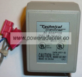 TECHNICAL DEVICES DV-1225 AC ADAPTER 12VDC 250mA 6W HD-1225 POWE TECHNICAL DEVICES DV-1225 AC ADAPTER 12VDC 250mA 6W HD-1225 POWE