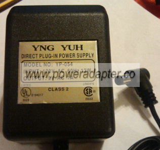 YNG YUH YP-054 AC ADAPTER 9VAC 1A POWER SUPPLY YNG YUH YP-054 AC ADAPTER 9VAC 1A POWER SUPPLY