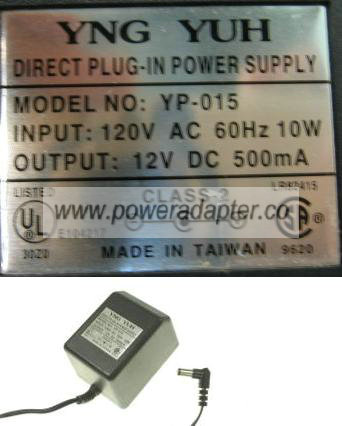 YNG YUHA YP-015 AC ADAPTER 12V DC 500mA NEW 2.1 x 5.4 x 10.7mm YNG YUHA YP-015 AC ADAPTER 12V DC 500mA NEW 2.1 x 5.4 x 10.7mm