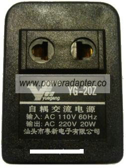 YUEGANG YG-20Z DELUXE 20 WATT CONVERTER 110VAC TO 220VAC 60Hz YUEGANG YG-20Z DELUXE 20 WATT CONVERTER 110VAC TO 220VAC 60Hz