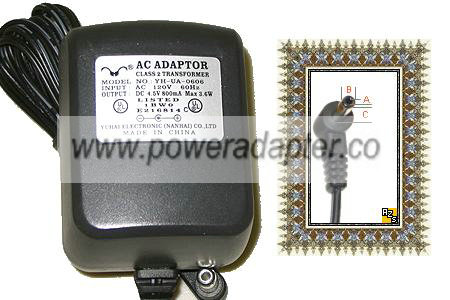YUHAI ELECTRONICS YH-UA-0606 AC ADAPTER 4.5V DC 200mA 0.9W NEW YUHAI ELECTRONICS YH-UA-0606 AC ADAPTER 4.5V DC 200mA 0.9W NEW