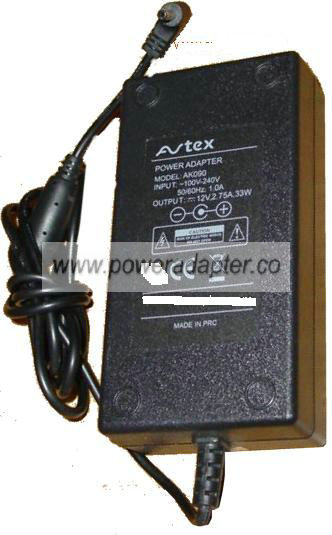 AVTEX AK090 AC ADAPTER 12V 2.75A -( )- Used 1.2x3.5mm 10" LCD TV AVTEX AK090 AC ADAPTER 12V 2.75A -( )- Used 1.2x3.5mm 10" LCD TV