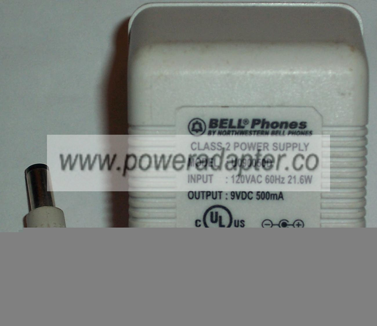 BELL PHONES U090050D AC DC ADAPTER 9V 500mA CLASS 2 POWER SUPPLY BELL PHONES U090050D AC DC ADAPTER 9V 500mA CLASS 2 POWER SUPPLY