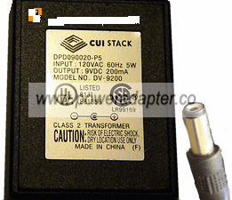 CUI STACK DV-9200 AC ADAPTER 9VDC 200MA NEW 2 x 5.5 x 12mm CUI STACK DV-9200 AC ADAPTER 9VDC 200MA NEW 2 x 5.5 x 12mm