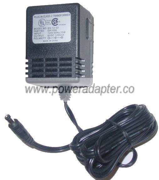 D9-12-02 AC DC ADAPTER 6VDC 1200mA PLUG IN CLASS 2 TRANSFORMER D9-12-02 AC DC ADAPTER 6VDC 1200mA PLUG IN CLASS 2 TRANSFORMER