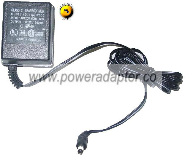 DC12500 AC ADAPTER 12VDC 500mA POWER SUPPLY CLASS 2 TRANSFORMER DC12500 AC ADAPTER 12VDC 500mA POWER SUPPLY CLASS 2 TRANSFORMER