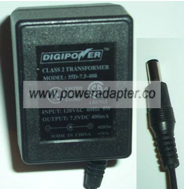 DIGIPOWER 35D-7.5-400 AC DC ADAPTER 7.5V 400MA POWER SUPPLY CLAS DIGIPOWER 35D-7.5-400 AC DC ADAPTER 7.5V 400MA POWER SUPPLY CLAS