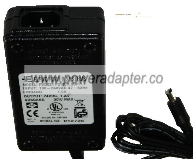 ELPAC FW3024 AC ADAPTER 24VDC 1.3A 30W POWER SUPPLY ELPAC FW3024 AC ADAPTER 24VDC 1.3A 30W POWER SUPPLY