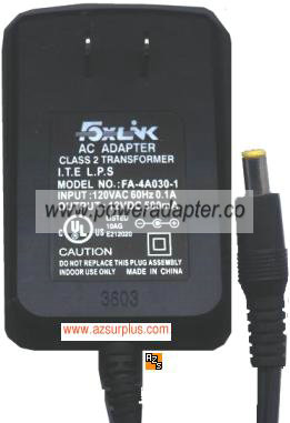 Foxlink FA-4A030-1 AC Adapter 12VDC, 500mA f Microsoft G Router Foxlink FA-4A030-1 AC Adapter 12VDC, 500mA f Microsoft G Router