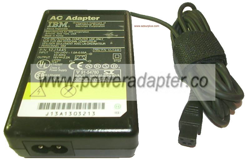 IBM 12J1445 AC ADAPTER 16VDC 2.2A POWER SUPPLY 4Pin 350 700 755 IBM 12J1445 AC ADAPTER 16VDC 2.2A POWER SUPPLY 4Pin 350 700 755
