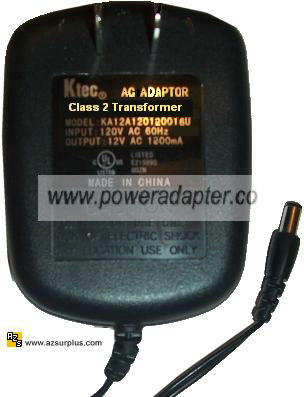 KTEC KA12A120120046U AC ADAPTER 12VAC 1200mA ~(~)~ 2x5.5mm Linea KTEC KA12A120120046U AC ADAPTER 12VAC 1200mA ~(~)~ 2x5.5mm Linea