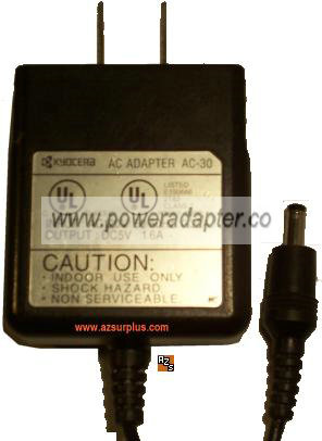 KYOCERA AC-30 AC DC ADAPTER 5V 1.6A 91-51417 POWER SUPPLY KYOCERA AC-30 AC DC ADAPTER 5V 1.6A 91-51417 POWER SUPPLY