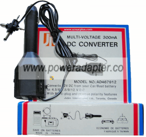 AD467912 Multi-Voltage Car Adapter 12VDC to 4.5, 6, 7.5, 9 V DC AD467912 Multi-Voltage Car Adapter 12VDC to 4.5, 6, 7.5, 9 V DC