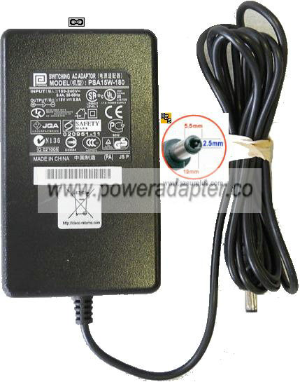 PHIHONG PSA15W-180 AC ADAPTER 18VDC 0.8A SWITCHING POWER SUPPLY PHIHONG PSA15W-180 AC ADAPTER 18VDC 0.8A SWITCHING POWER SUPPLY