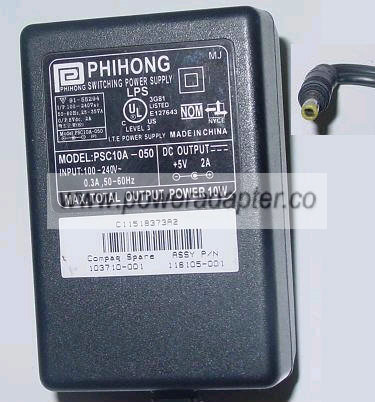 PHIHONG PSC10A-050 AC DC ADAPTER 5V 2A POWER SUPPLY PHIHONG PSC10A-050 AC DC ADAPTER 5V 2A POWER SUPPLY