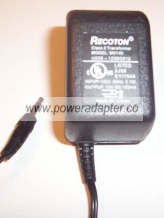 RECOTON M0140 AC ADAPTER 12VDC 120mA POWER SUPPLY CLASS 2 TRANSF RECOTON M0140 AC ADAPTER 12VDC 120mA POWER SUPPLY CLASS 2 TRANSF