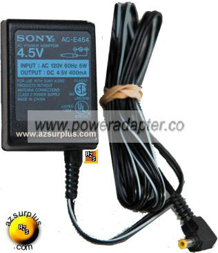 SONY AC-E454 AC ADAPTER 4.5VDC 400mA Power Supply Walkman AUDIO SONY AC-E454 AC ADAPTER 4.5VDC 400mA Power Supply Walkman AUDIO