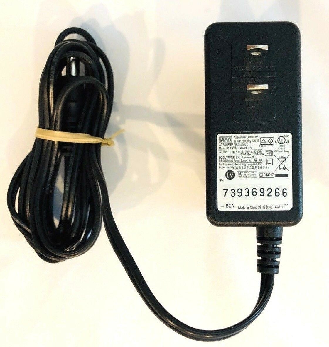 WA-24C12U Genuine Asian Power Devices APD MODEL: WA-24C12U AC Adapter DC 12V 2A Type: AC/AC Adapter Product Type: Batt WA-24C12U Genuine Asian Power Devices APD MODEL: WA-24C12U AC Adapter DC 12V 2A Type: AC/AC Adapter Product Type: Batt