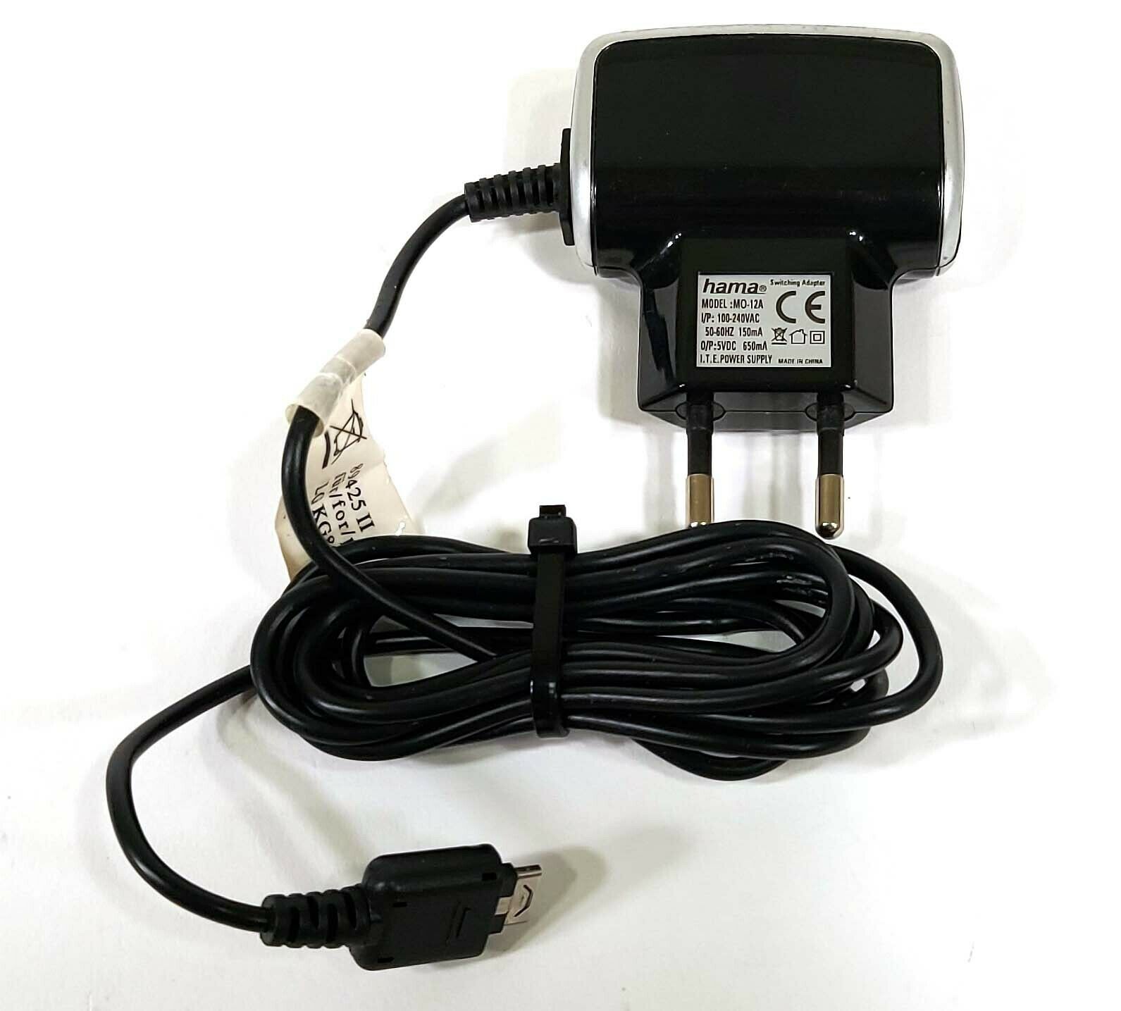 Hama MO-12A Switching AC/DC Adapter 5V 650mA Original Power Supply Europlug C121 Output Current: 650 mA Unit Type: A Hama MO-12A Switching AC/DC Adapter 5V 650mA Original Power Supply Europlug C121 Output Current: 650 mA Unit Type: A