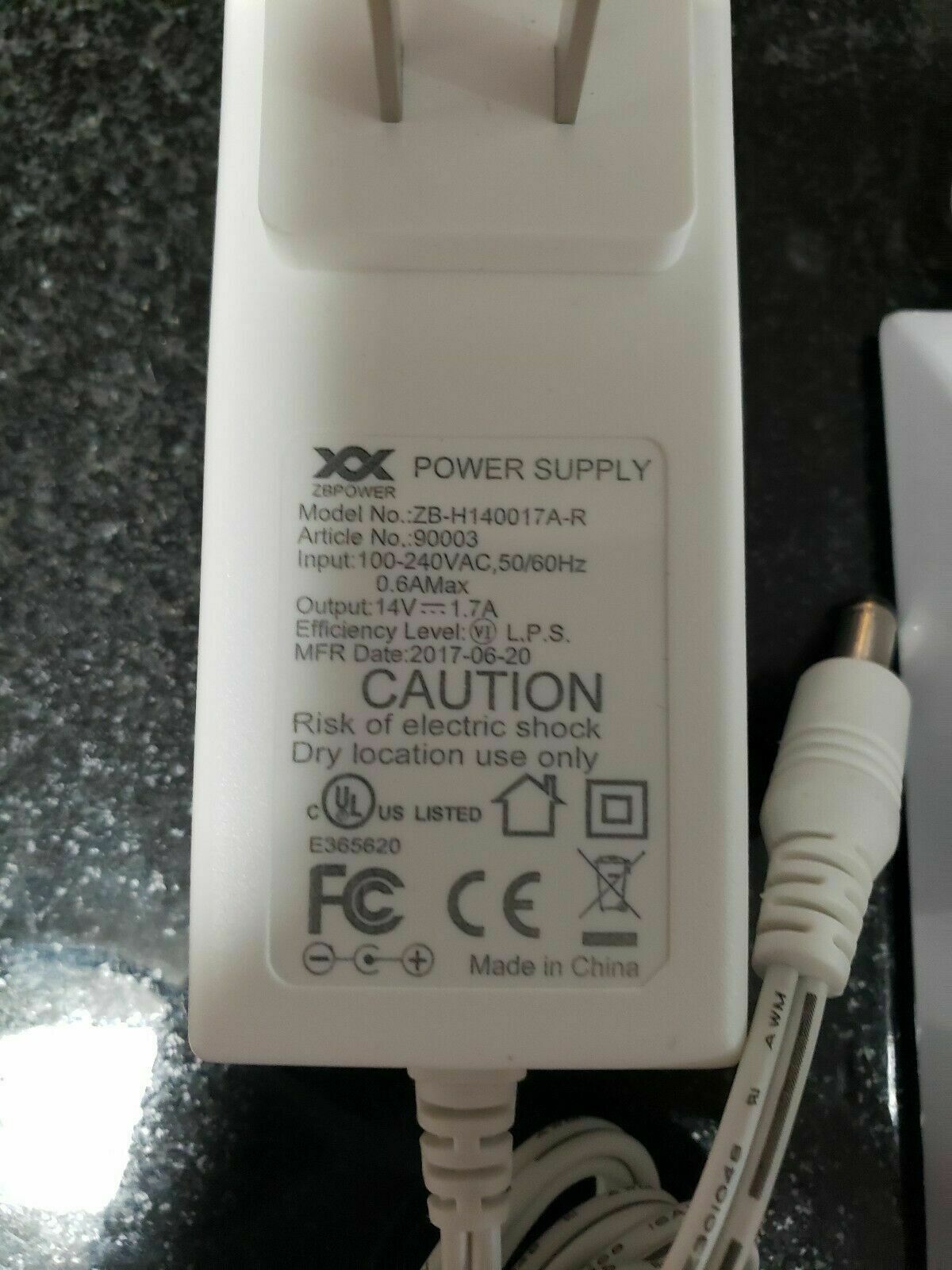 Power Supply zb-h140017a-r, ADT smartthings, Vivint, 2GIG-AC2-PLUG 5.5mm x 2.1m Model: 14V Power Supply General Cond Power Supply zb-h140017a-r, ADT smartthings, Vivint, 2GIG-AC2-PLUG 5.5mm x 2.1m Model: 14V Power Supply General Cond