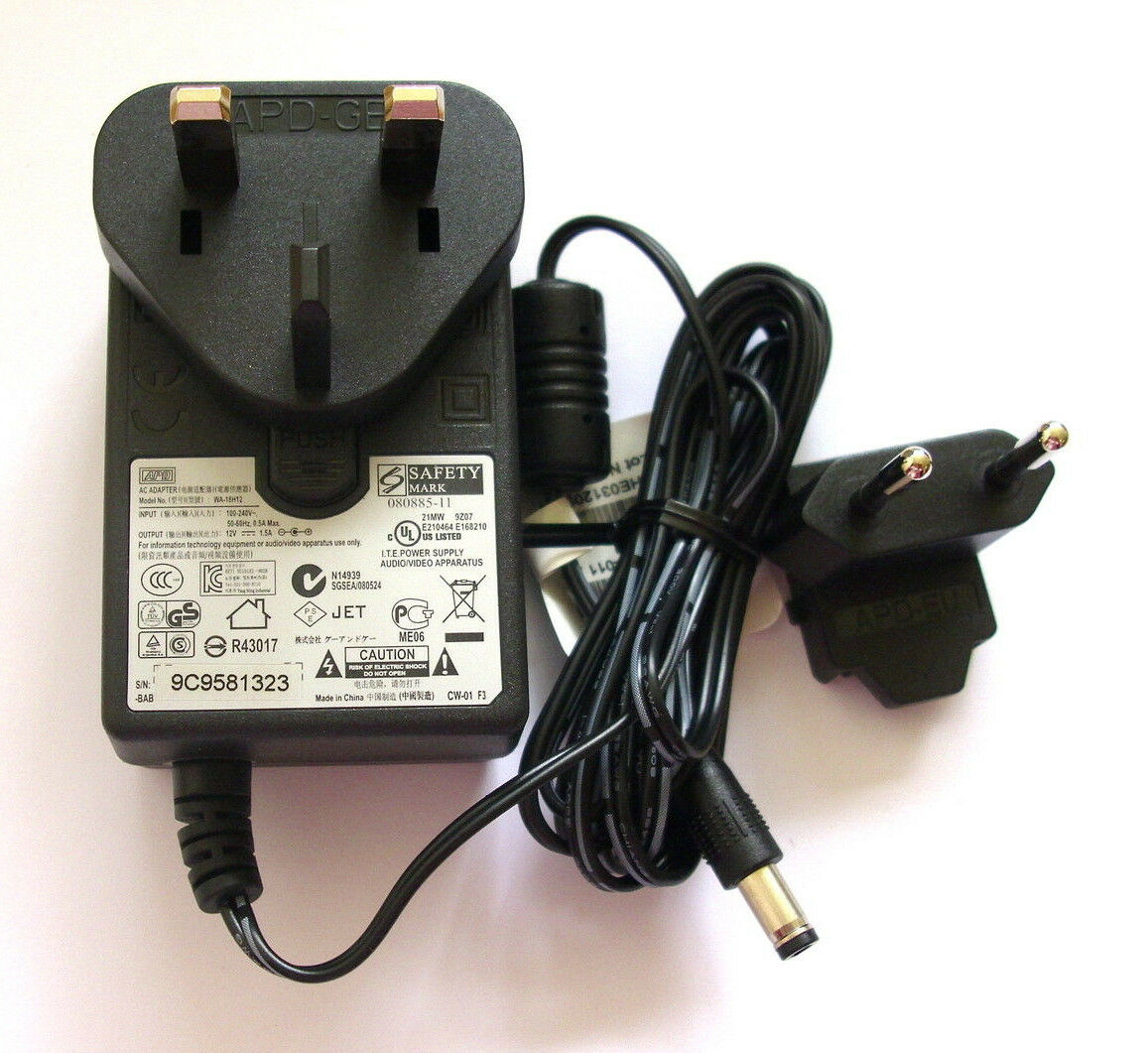 WA-18H12 GENUINE ORIGINAL APD ASIAN WA-18H12 POWER SUPPLY ADAPTER 12 1.5A UK EU PLUG Bundled Items: Detachable Plugs MP WA-18H12 GENUINE ORIGINAL APD ASIAN WA-18H12 POWER SUPPLY ADAPTER 12 1.5A UK EU PLUG Bundled Items: Detachable Plugs MP