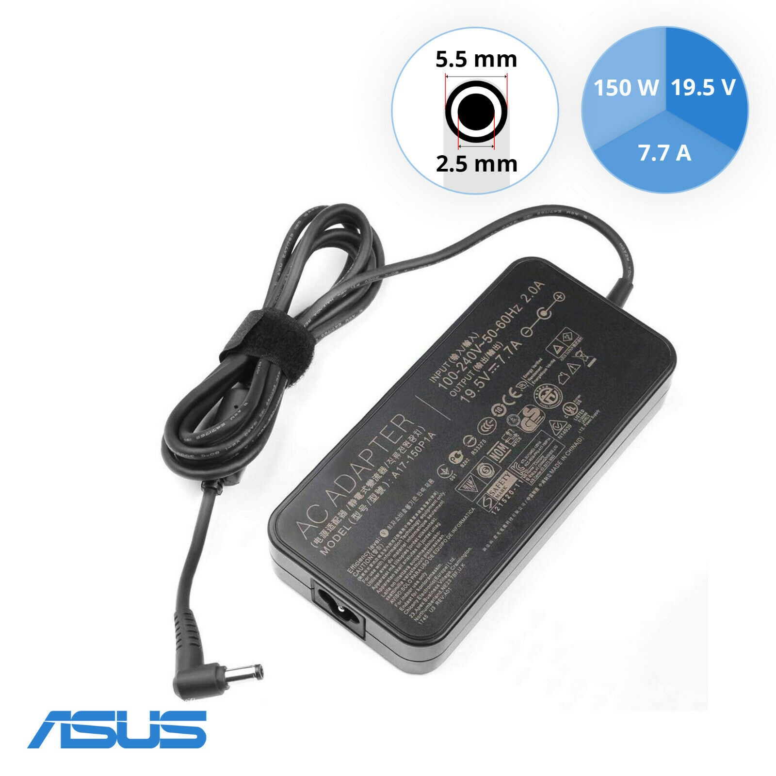 Original Asus A17-150P1A 19.5V 7.7A 150W AC Power Adapter 5,5 mm x 2,5mm Compatible Brand: For ASUS MPN: A17-150P1A Original Asus A17-150P1A 19.5V 7.7A 150W AC Power Adapter 5,5 mm x 2,5mm Compatible Brand: For ASUS MPN: A17-150P1A