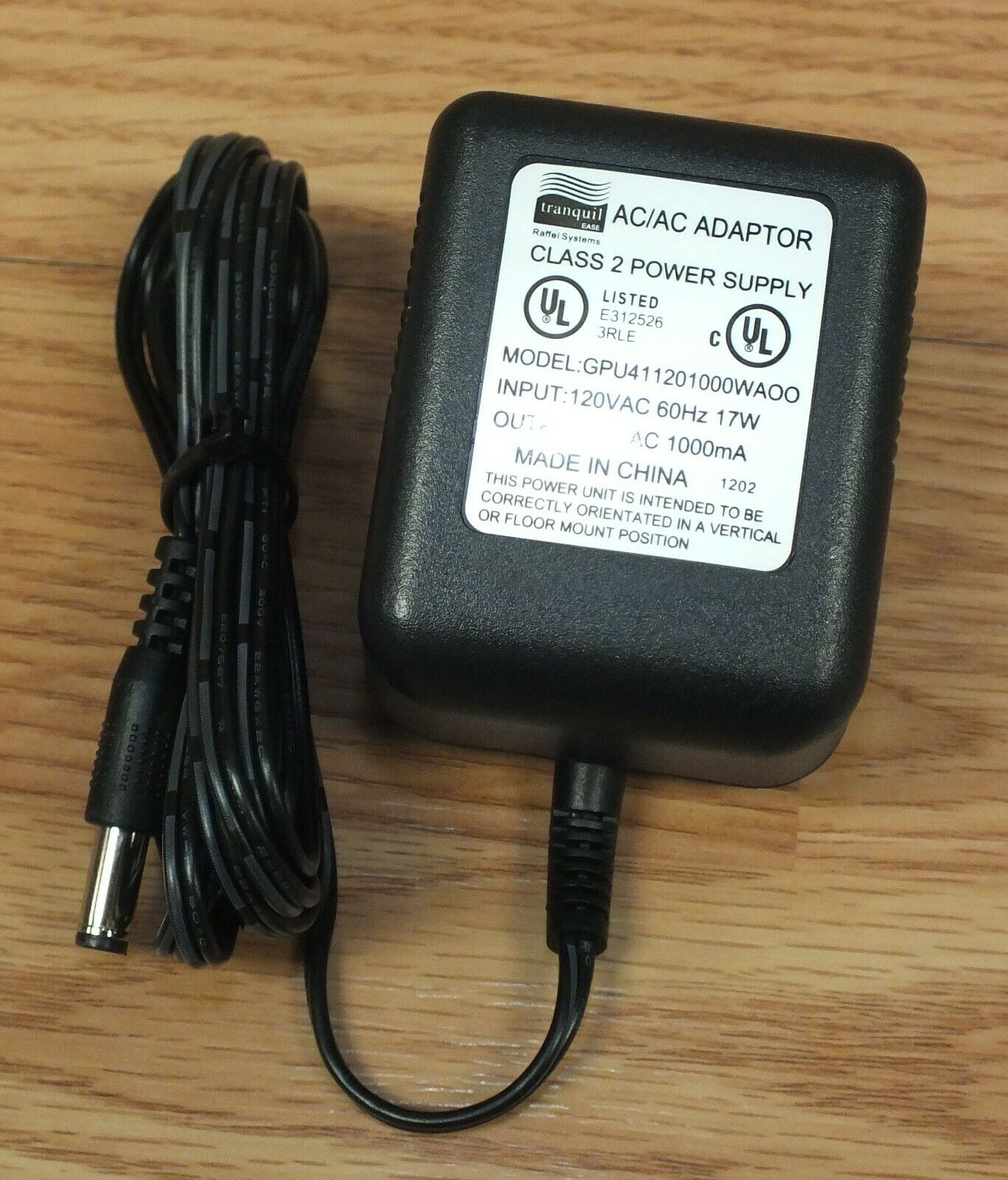 Genuine Tranquil (GPU411201000WAOO)12VAC 1000mA Class 2 Power Supply Connection Split/Duplication: 1:2 MPN: GPU41120100 Genuine Tranquil (GPU411201000WAOO)12VAC 1000mA Class 2 Power Supply Connection Split/Duplication: 1:2 MPN: GPU41120100