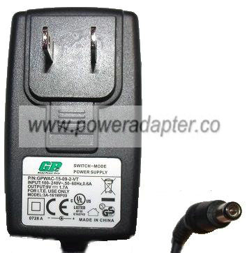 GPC 3A-161WP09 AC ADAPTER 9VDC 1.7A -(+) 2x5.5mm new ROUND GPC 3A-161WP09 AC ADAPTER 9VDC 1.7A -(+) 2x5.5mm new ROUND