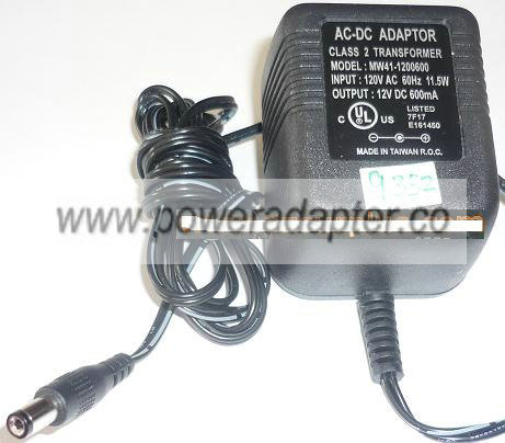 MW41-1200600 AC ADAPTER 12VDC 600mA USED -(+) 2x5.5x9mm ROUND MW41-1200600 AC ADAPTER 12VDC 600mA USED -(+) 2x5.5x9mm ROUND
