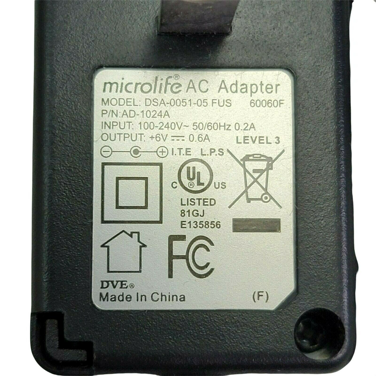 Microlife DVE DSA-0051-05 FUS AC Adapter 6.5V 0.65A Power Supply Charger Compatible Brand: MicroLife Type: Adapter C Microlife DVE DSA-0051-05 FUS AC Adapter 6.5V 0.65A Power Supply Charger Compatible Brand: MicroLife Type: Adapter C