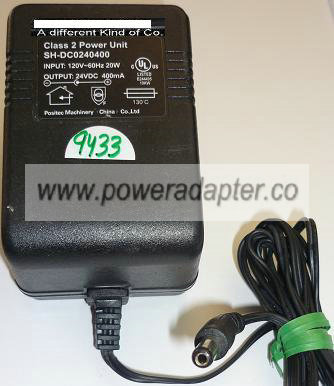 POSITEC MACHINERY SH-DC0240400 AC ADAPTER 24VDC 400mA POSITEC MACHINERY SH-DC0240400 AC ADAPTER 24VDC 400mA