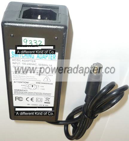 PW-135003-J33 M C05 AC ADAPTER 12V 5VDC 2A USED 6PIN DIN POWER PW-135003-J33 M C05 AC ADAPTER 12V 5VDC 2A USED 6PIN DIN POWER