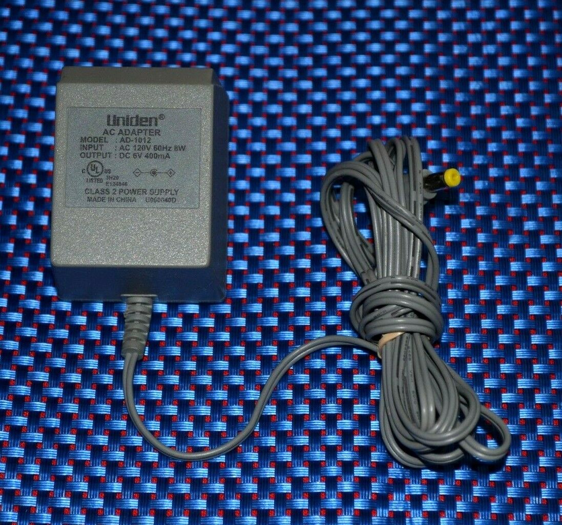 Uniden AC Adapter Model AD-1012 Input AC 120V 60Hz BW 8W Output DC 6V 400mA Type: AC/AC Adapter Brand: Uniden Output Vo Uniden AC Adapter Model AD-1012 Input AC 120V 60Hz BW 8W Output DC 6V 400mA Type: AC/AC Adapter Brand: Uniden Output Vo