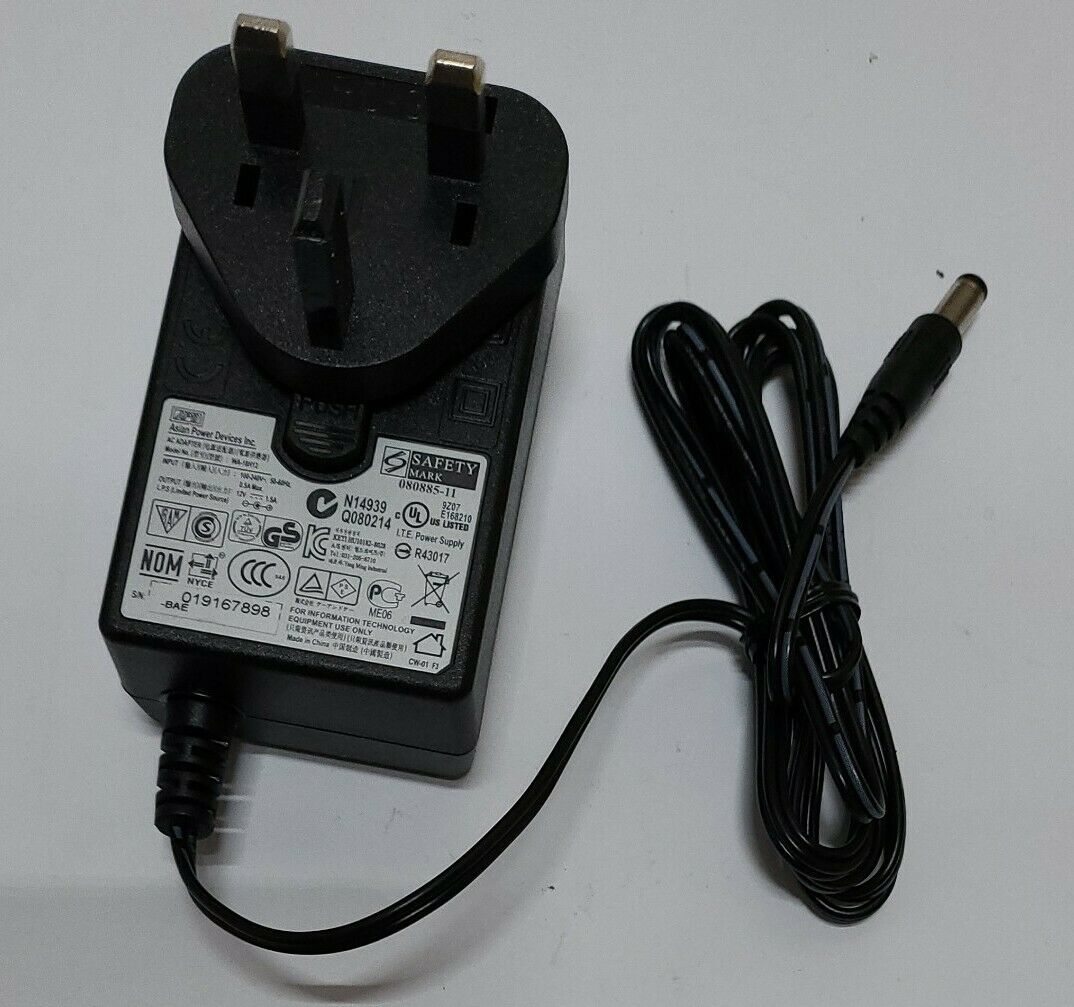 GENUINE ORIGINAL APD ASIAN WA-18H12 POWER SUPPLY ADAPTER 12 1.5A UK EU PLUG Brand: ASIAN POWER DEVICES Compatible Br